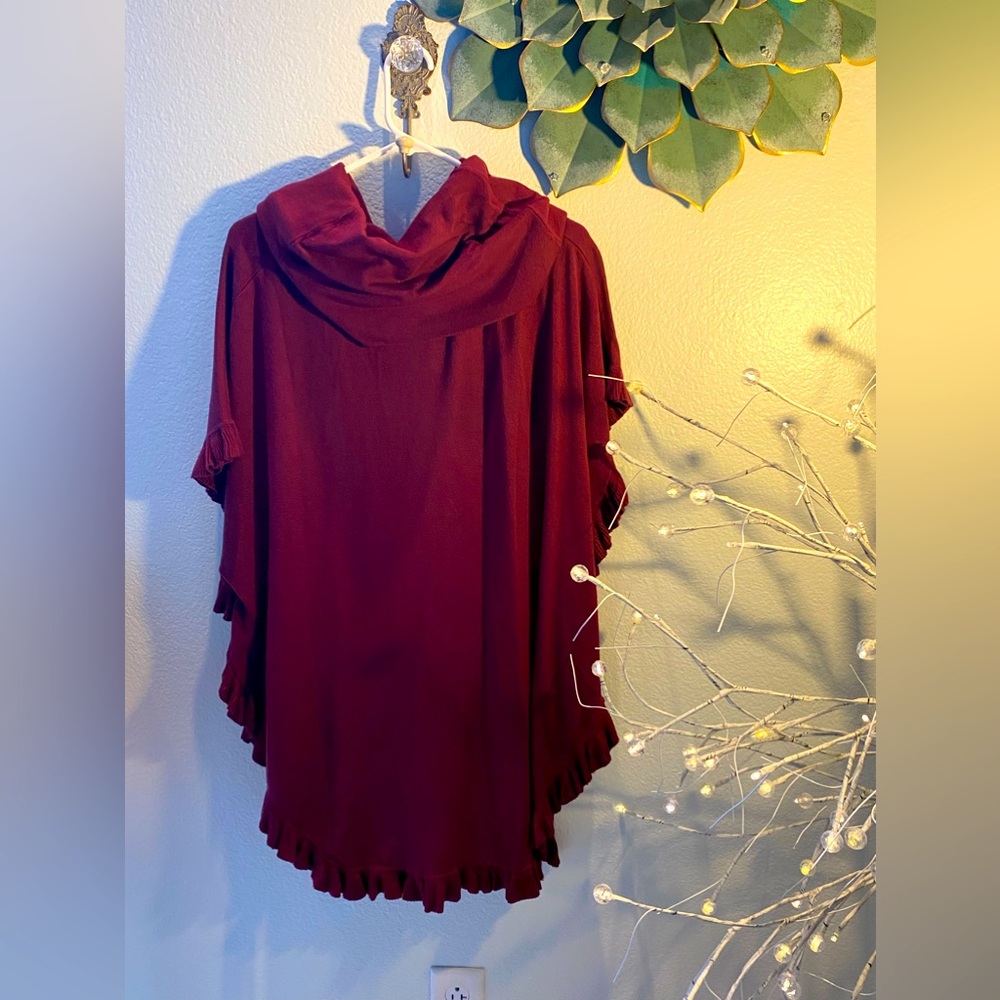 🍇PONCHO RUFFLE DRAPE NECK SWEATER 🍇✨2X WOMENS SIZE